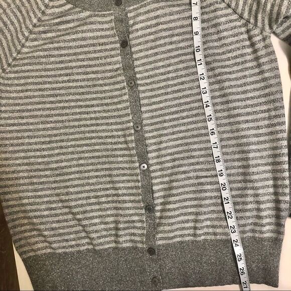 Lane Bryant knit gray metallic stripped button up cardigan sweater 18/20 - Picture 5 of 14
